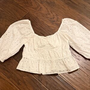 Eyelet Peplum Blouse